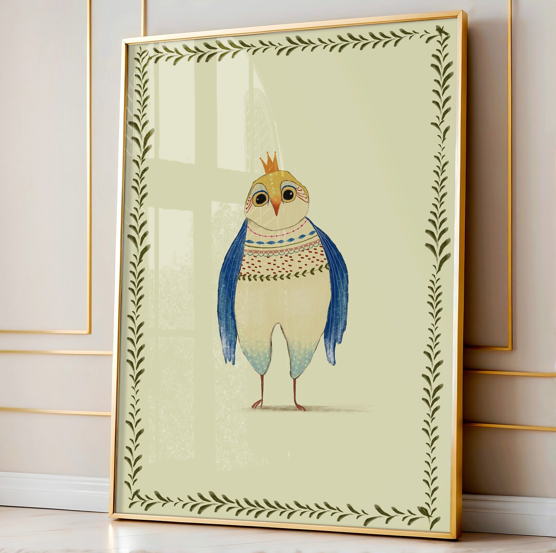 Crowned Owl With Playful Patterns Art Print