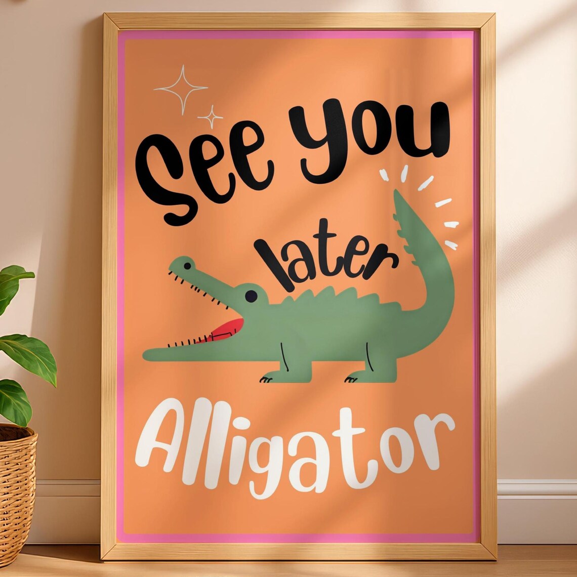 Funny Alligator Bathroom Sign, Nursery Art Print