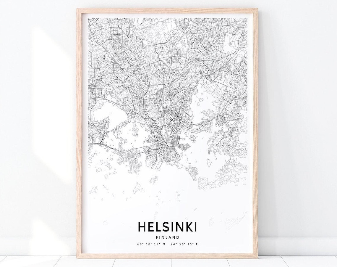 Helsinki Finland City Street Map Modern Minimalist Style Poster