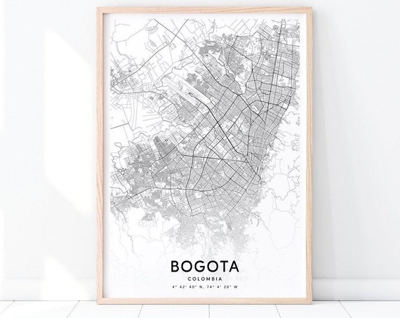Bogota Map Print, Minimalist Modern Travel Poster