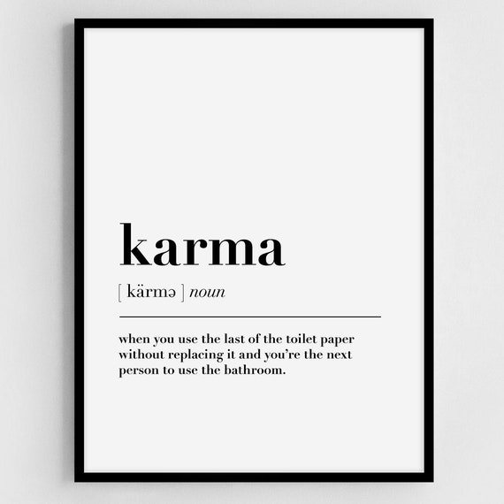 Karma Definition Bathroom Quote Typography Art Print