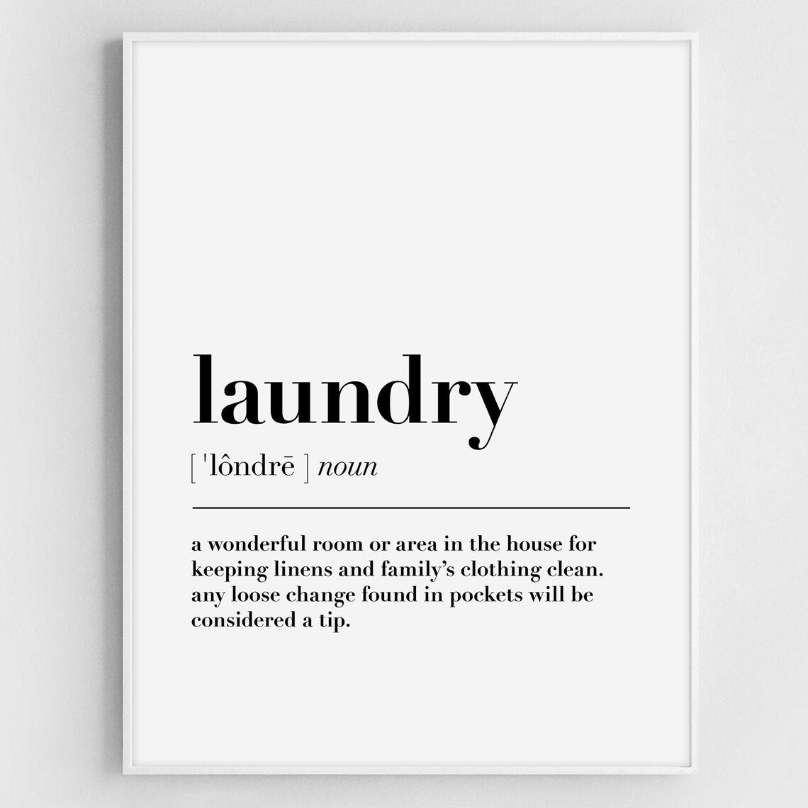 Laundry Definition Typography Poster, Funny Utility Room