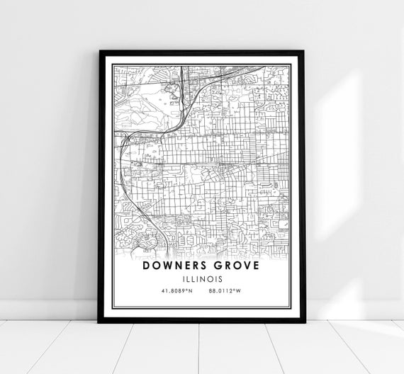 Downers Grove Map Print, Illinois City Poster