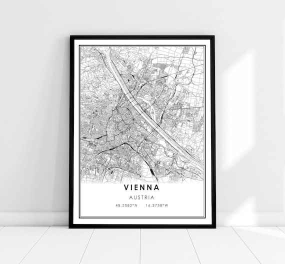 Vienna Map Print Poster, Austria City Travel