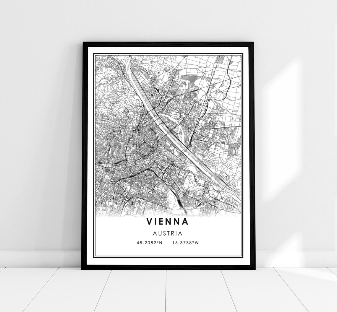 Vienna Map Print Poster, Austria City Travel