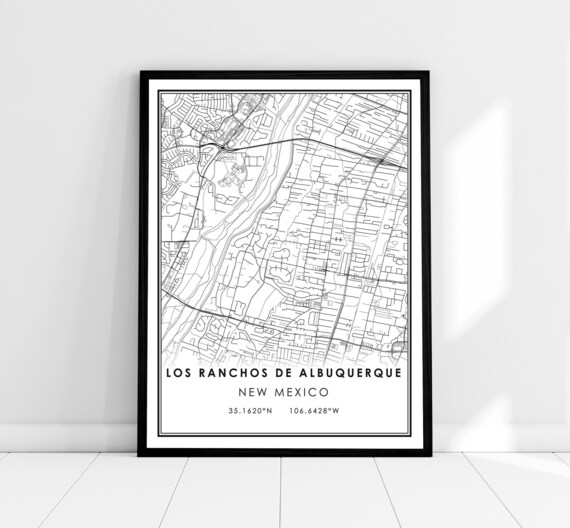 Los Ranchos de Albuquerque New Mexico Minimalist City Map Poster