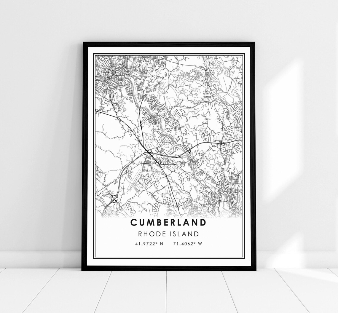 Cumberland Rhode Island Map Print Poster