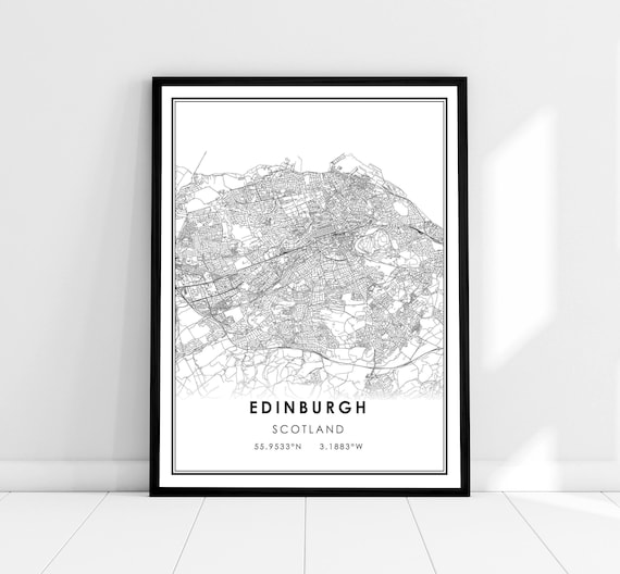 Edinburgh Map Poster, Scotland City Travel Print