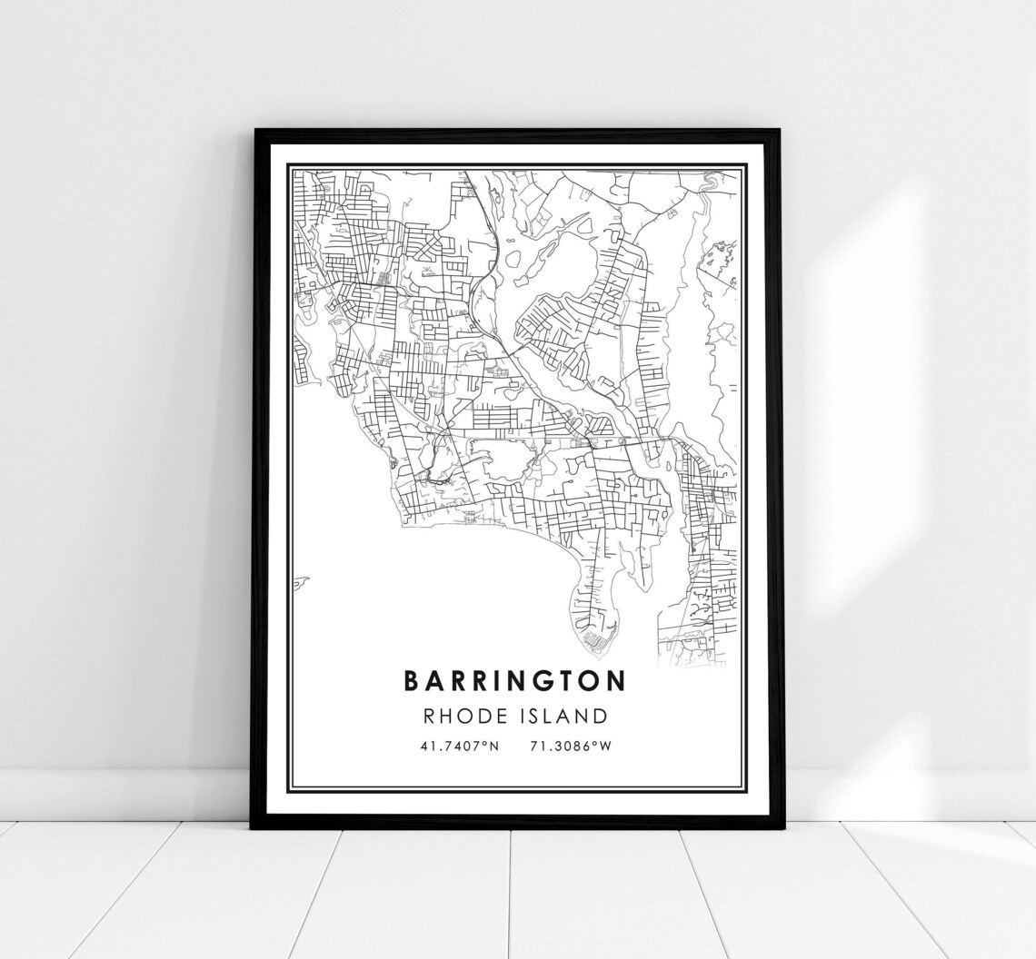 Barrington Map Print, Rhode Island City Travel Poster