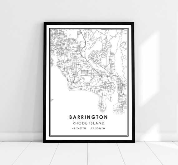 Barrington Map Print, Rhode Island City Travel Poster