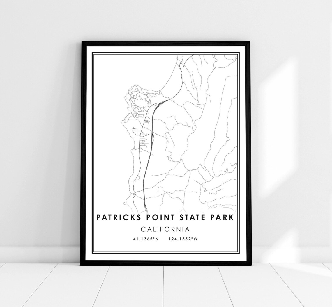 Patrick's Point State Park Map Print, Travel Poster