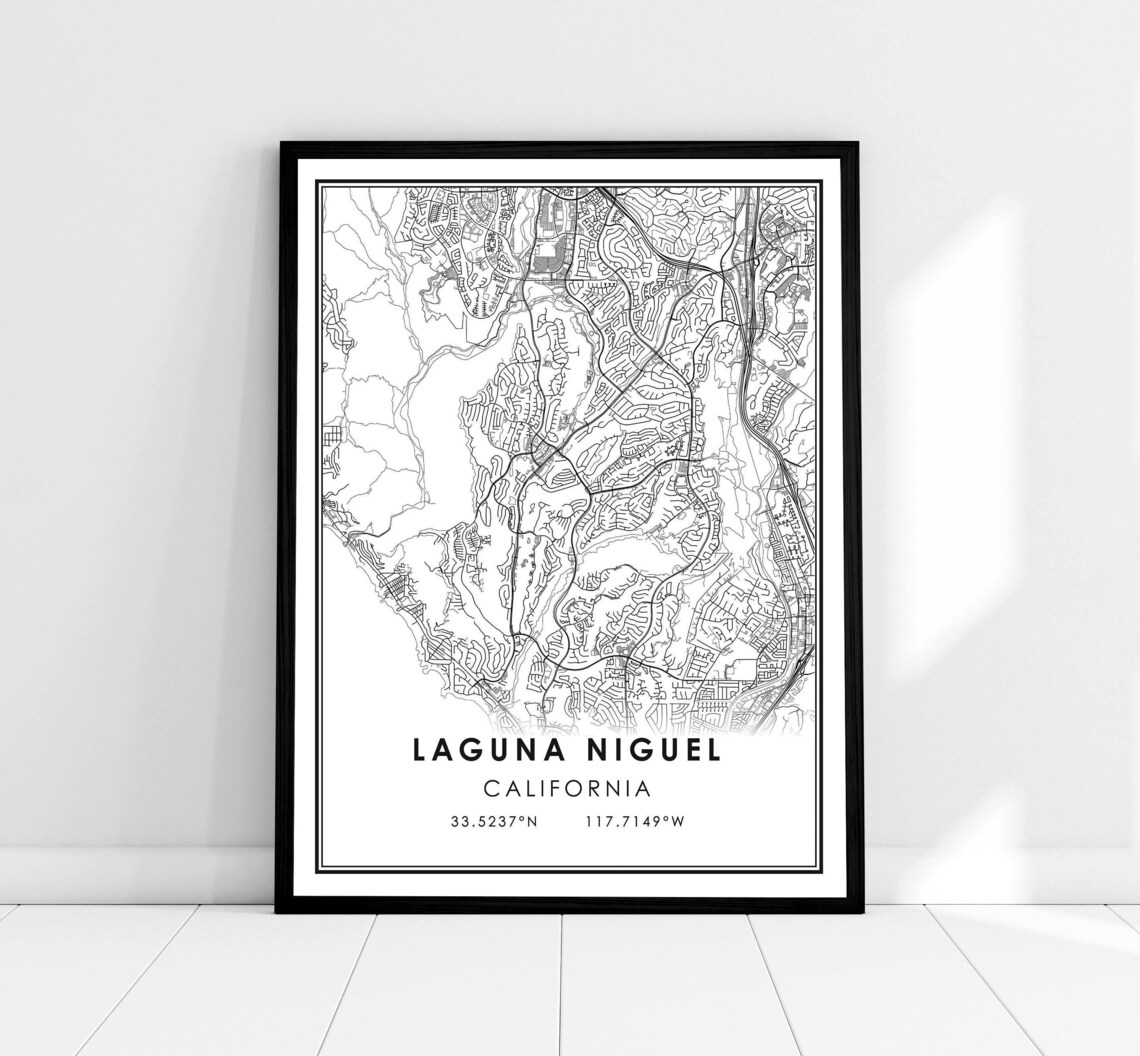 Laguna Niguel Map Poster, Travel City Art Print