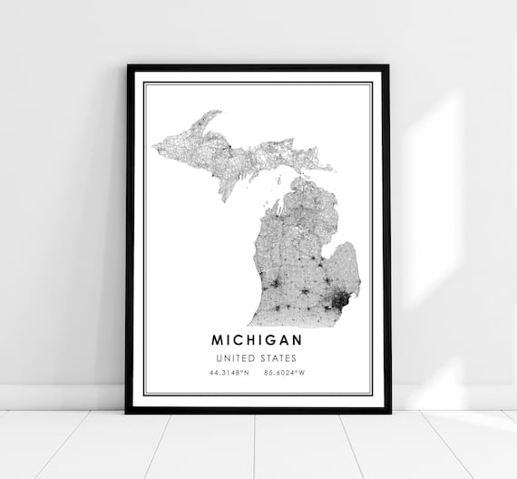 Michigan United States Map Poster Print