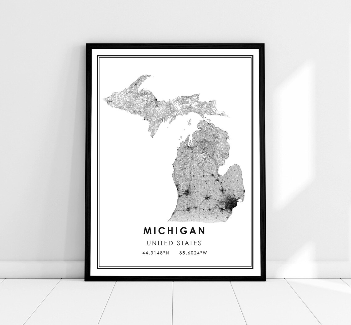 Michigan United States Map Poster Print
