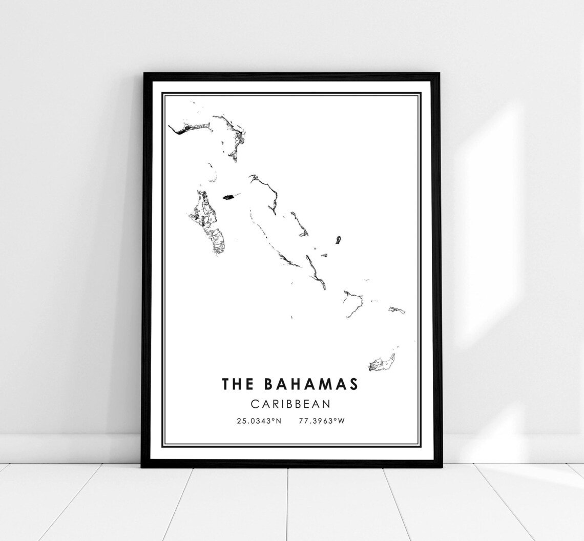 The Bahamas Map Travel Poster, Caribbean City