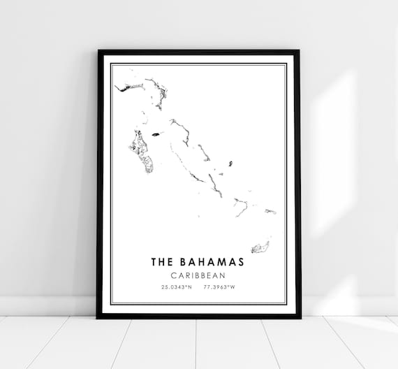 The Bahamas Map Travel Poster, Caribbean City