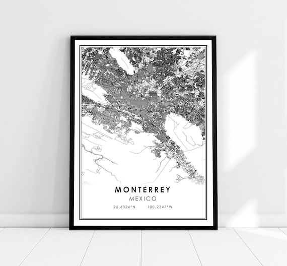 Monterrey Map Print, Mexico Travel Poster