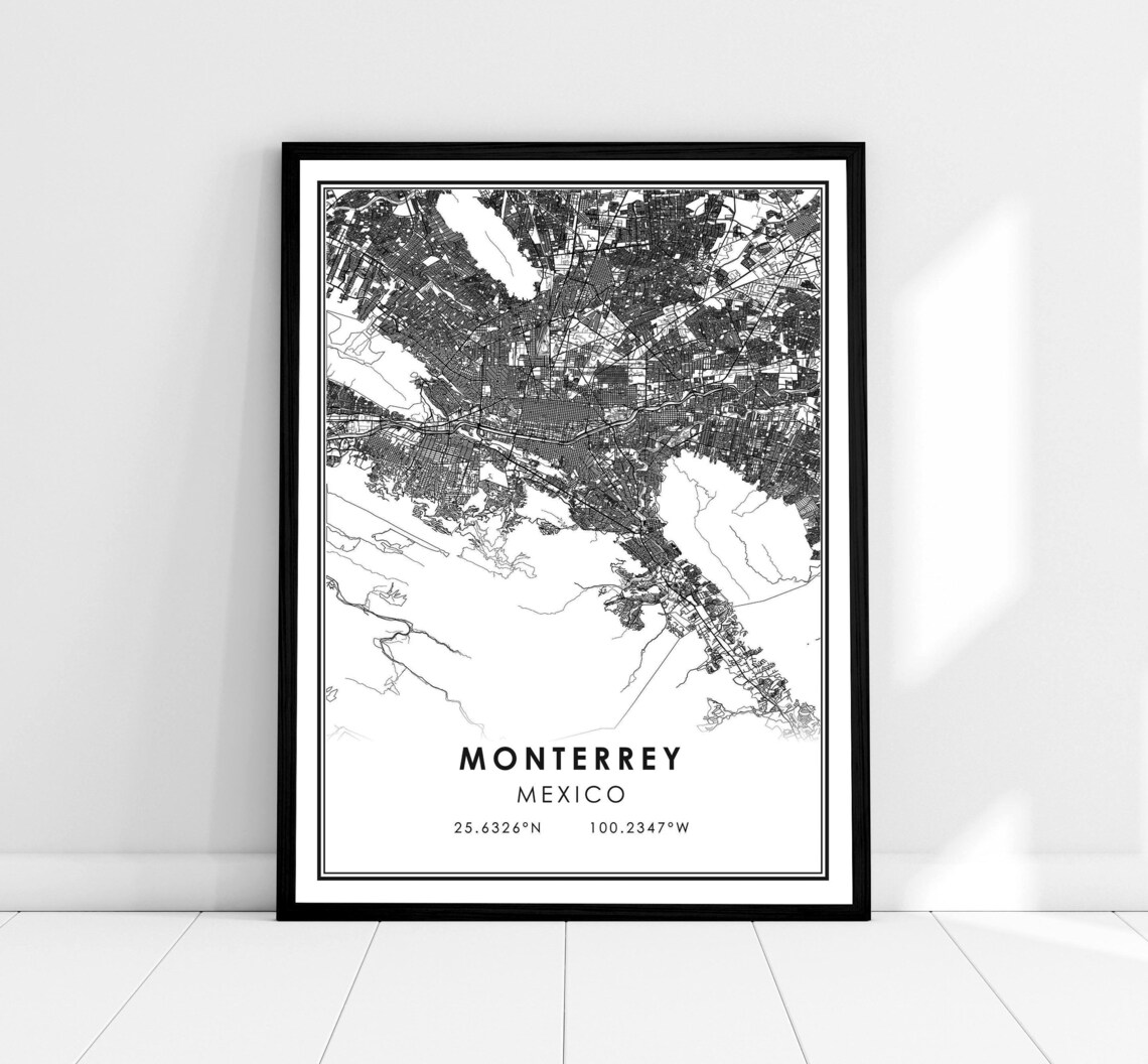Monterrey Map Print, Mexico Travel Poster