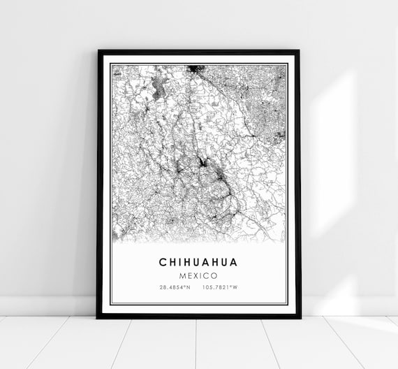 Chihuahua Mexico Street Map Monochrome Minimalist Wall Poster
