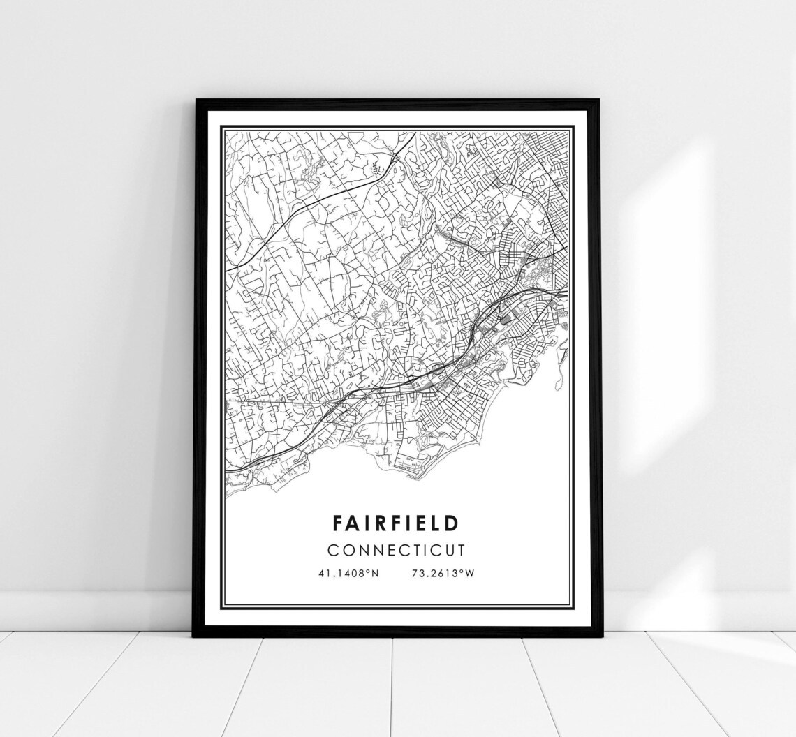 Fairfield Map Print, Connecticut Travel Poster