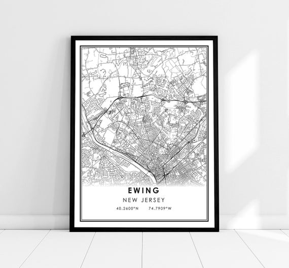 Ewing Map Print Poster Canvas New Jersey City