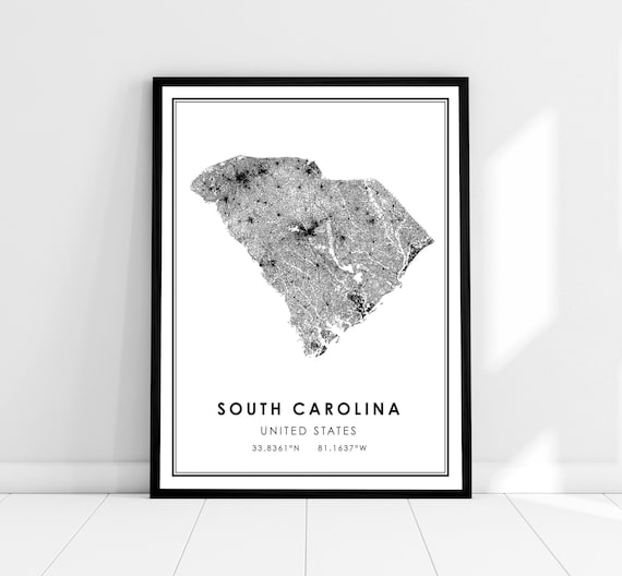South Carolina United States Map Travel Poster