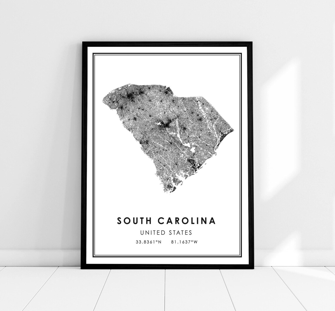 South Carolina United States Map Travel Poster
