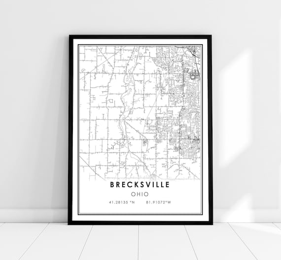 Brecksville Map Print, Ohio City Travel Poster