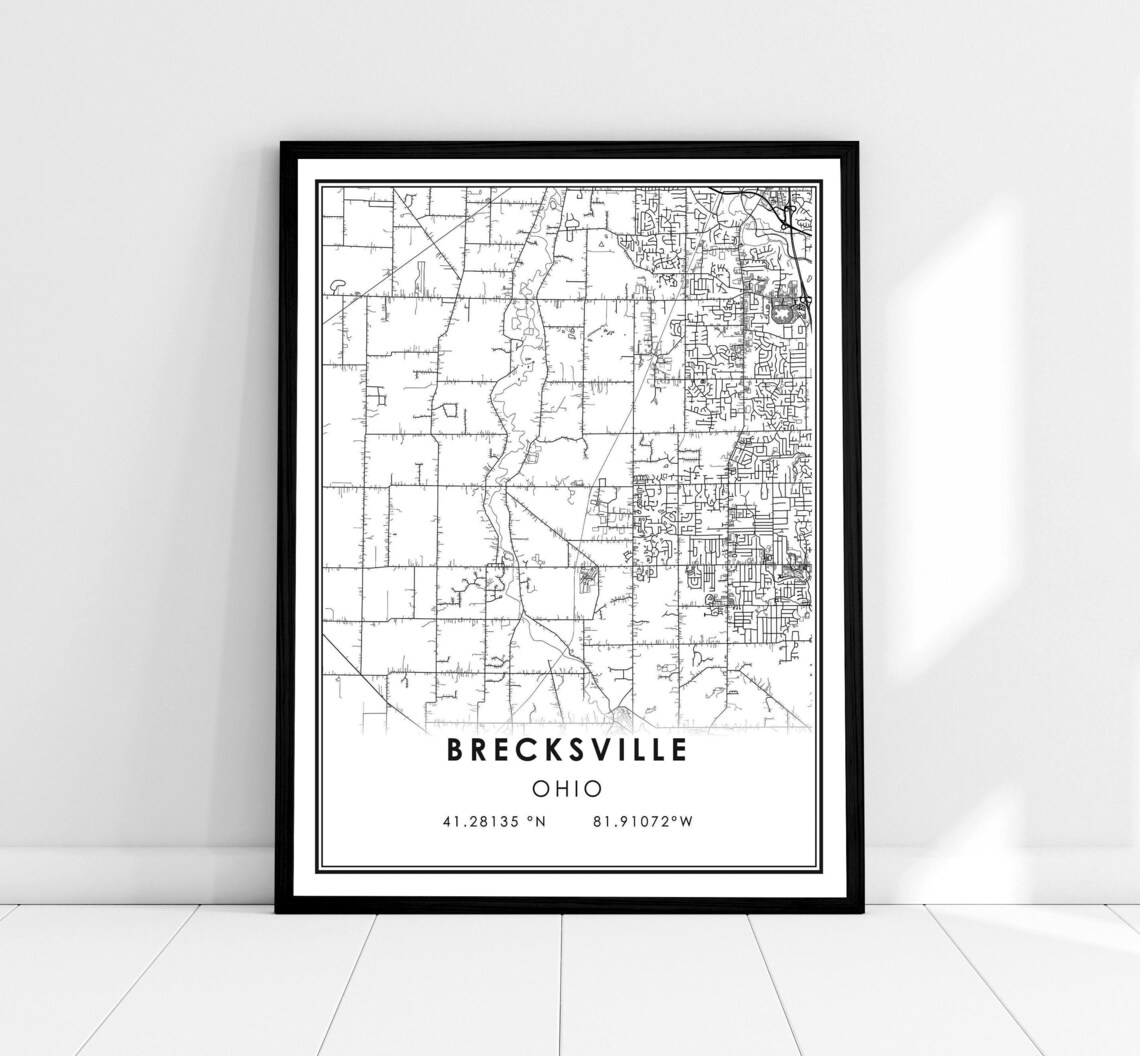 Brecksville Map Print, Ohio City Travel Poster