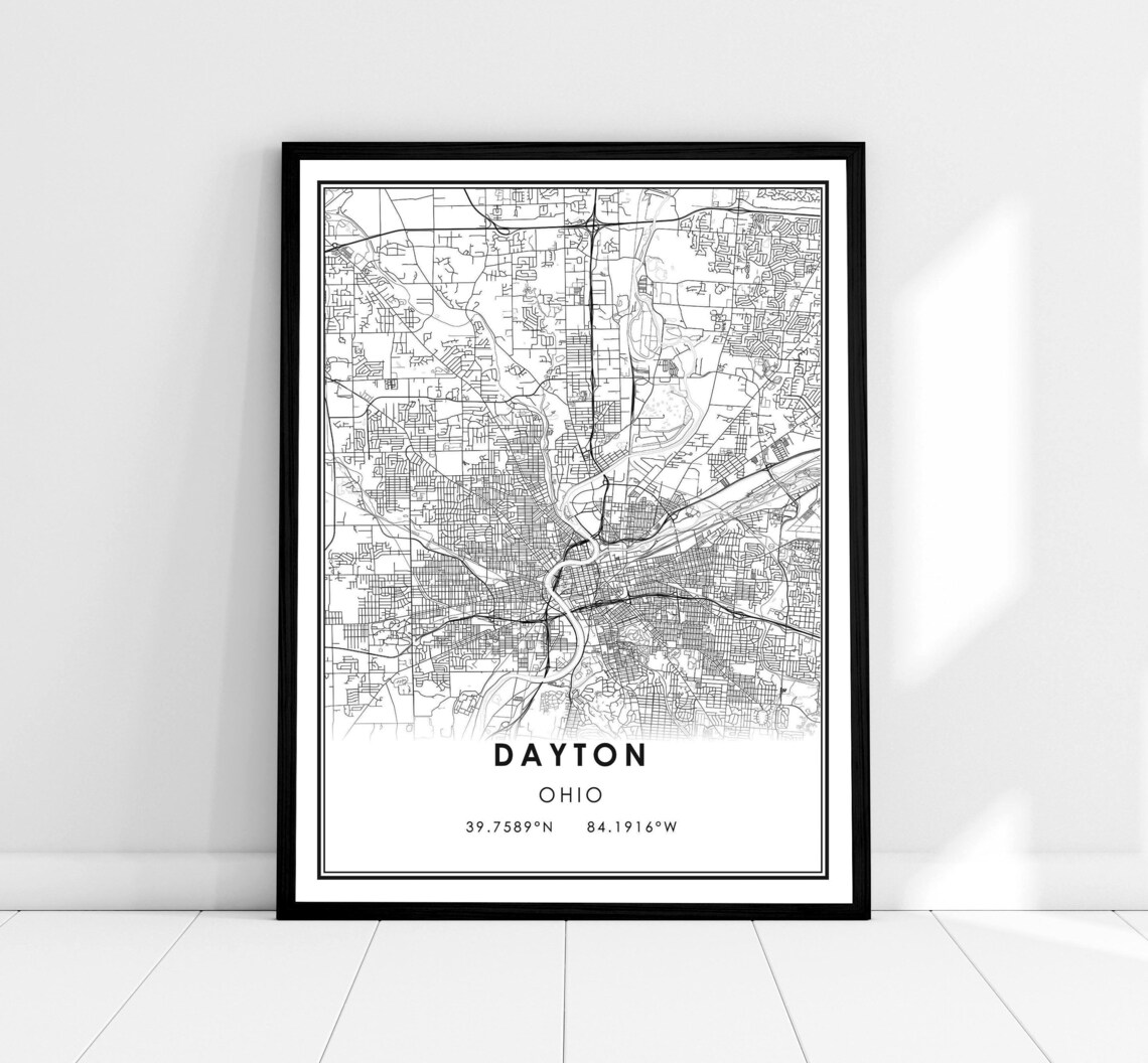 Dayton Ohio Map Print, City Travel Poster