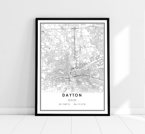 Dayton Ohio Map Print, City Travel Poster