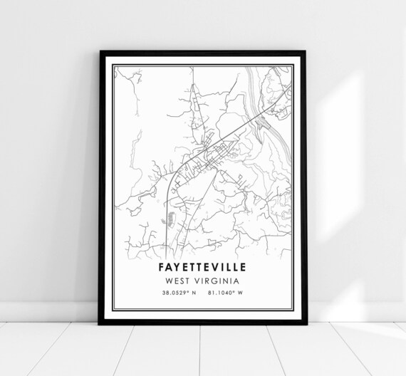 Fayetteville West Virginia Minimalist City Map Art Poster Coordinates