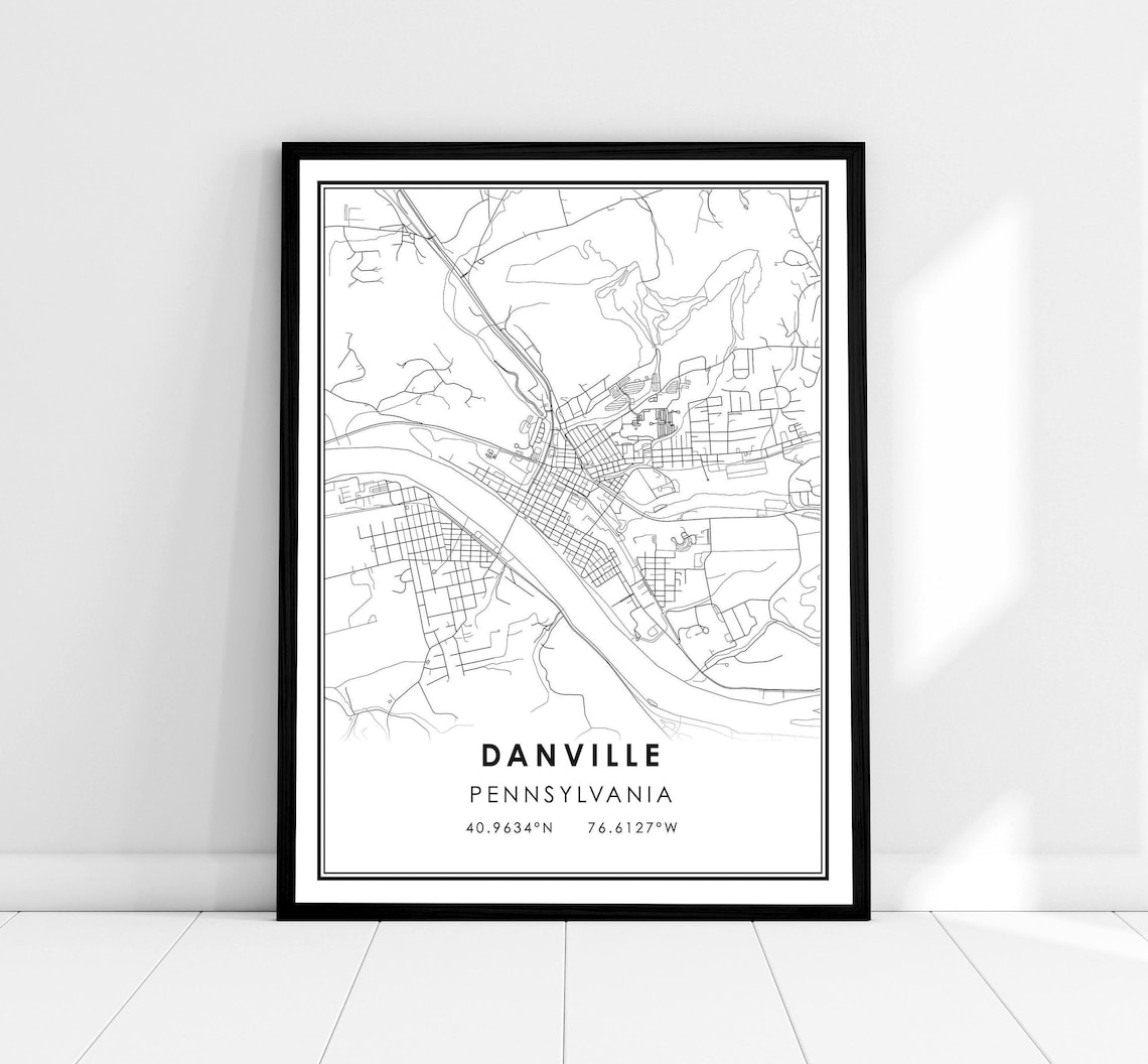 Danville Map Print Poster, Pennsylvania City