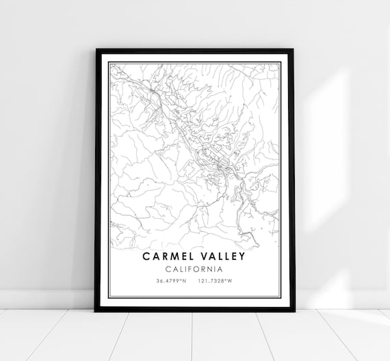 Carmel Valley California Minimalist City Map Line Art Decor Poster