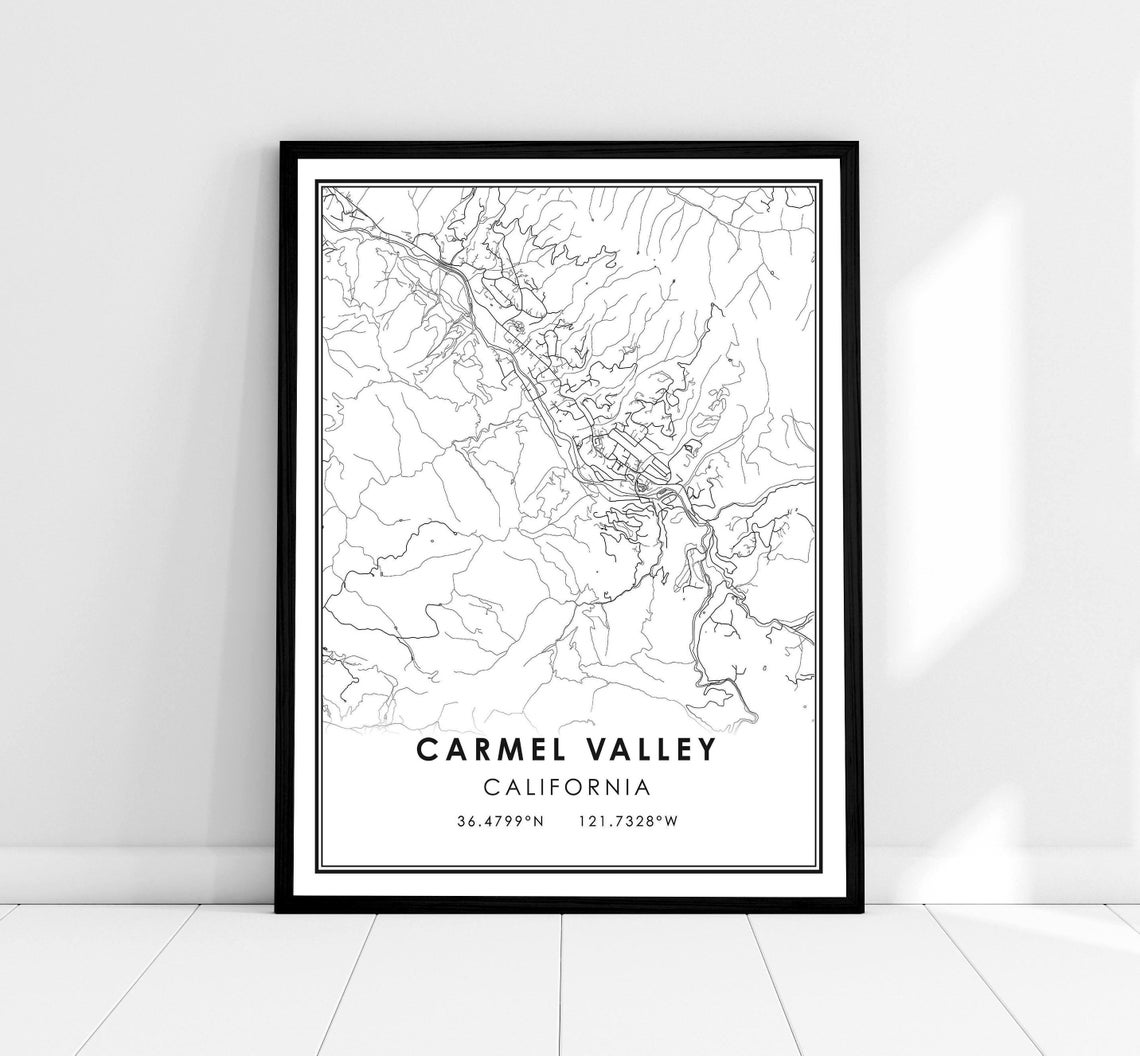 Carmel Valley California Minimalist City Map Line Art Decor Poster