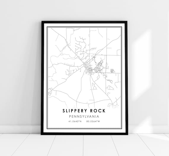 Slippery Rock Map Poster, Pennsylvania Travel Poster