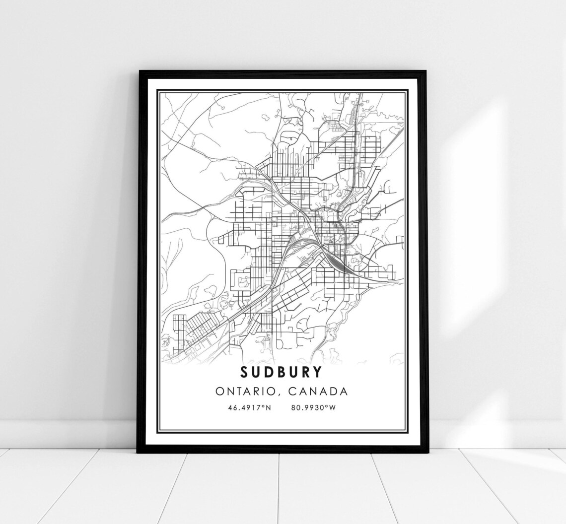 Sudbury Map Poster, Ontario City Travel Print