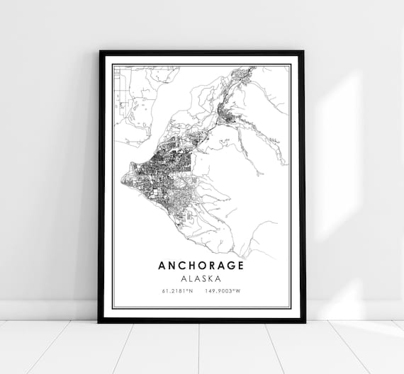 Anchorage Map Poster, Alaska City Travel Poster