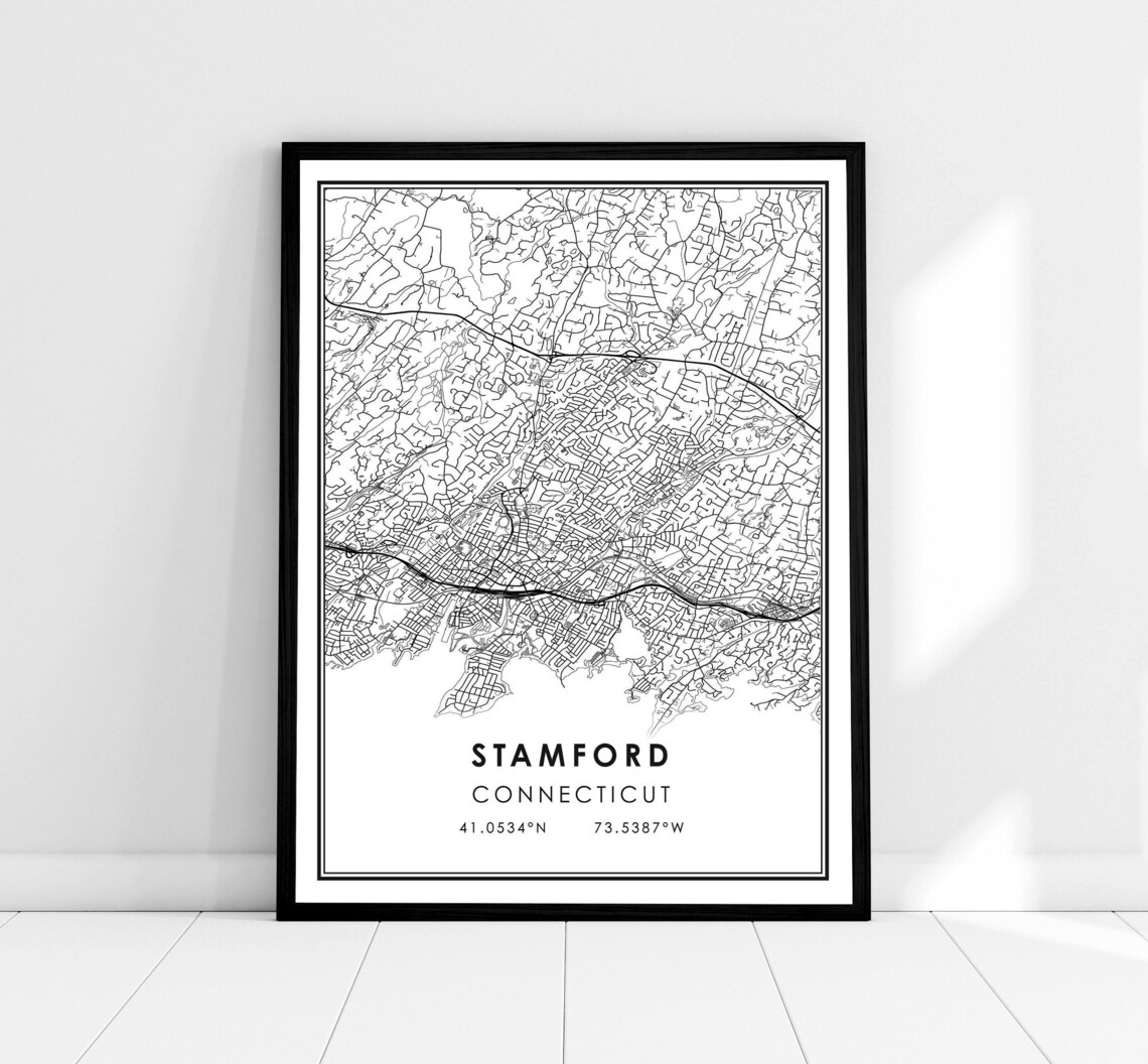 Stamford Map Print, Connecticut City Travel Poster