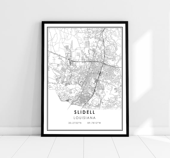 Slidell Louisiana Minimalist City Map Street Line Art Poster