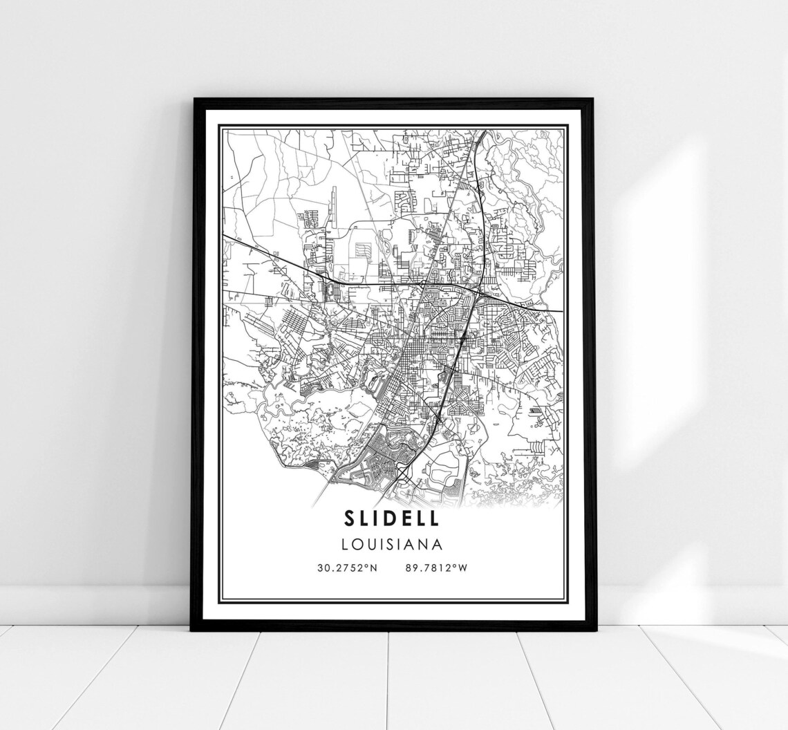 Slidell Louisiana Minimalist City Map Street Line Art Poster