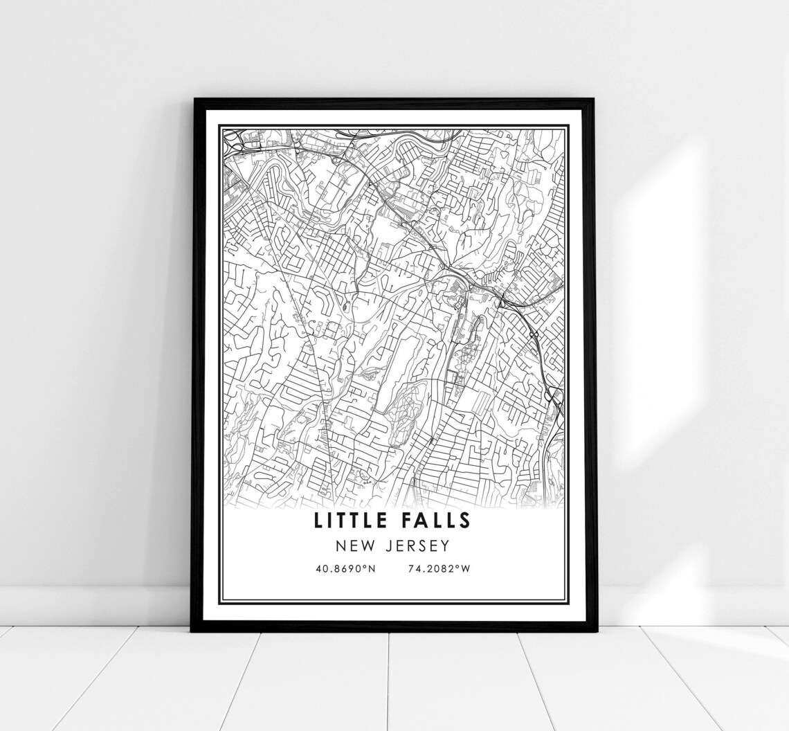 Little Falls New Jersey USA Minimalist City Street Map Print