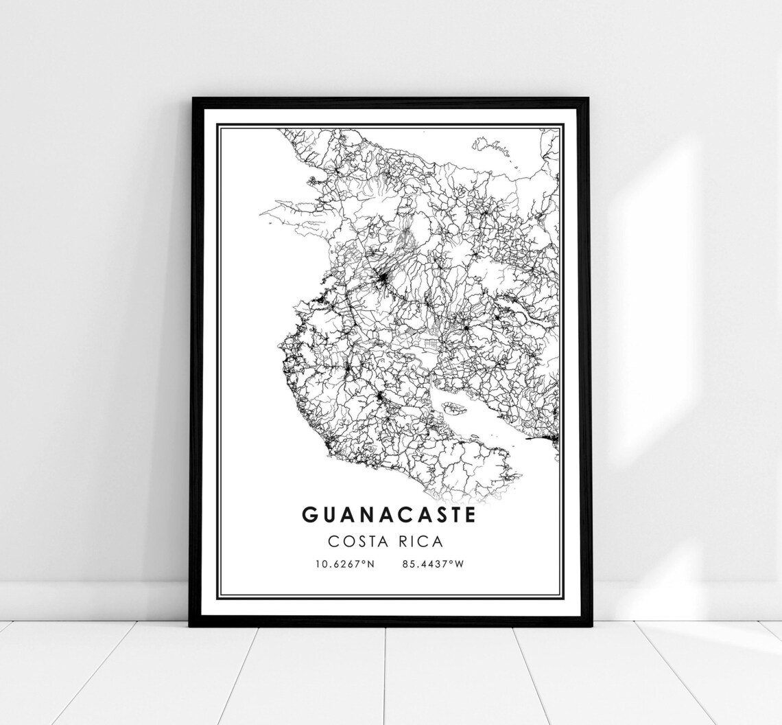 Guanacaste Map Print Poster, Costa Rica Travel Map