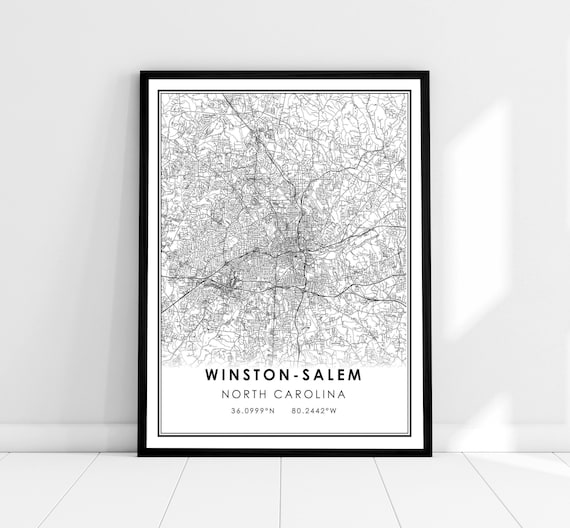 Winstonsalem Map Print Poster, North Carolina City