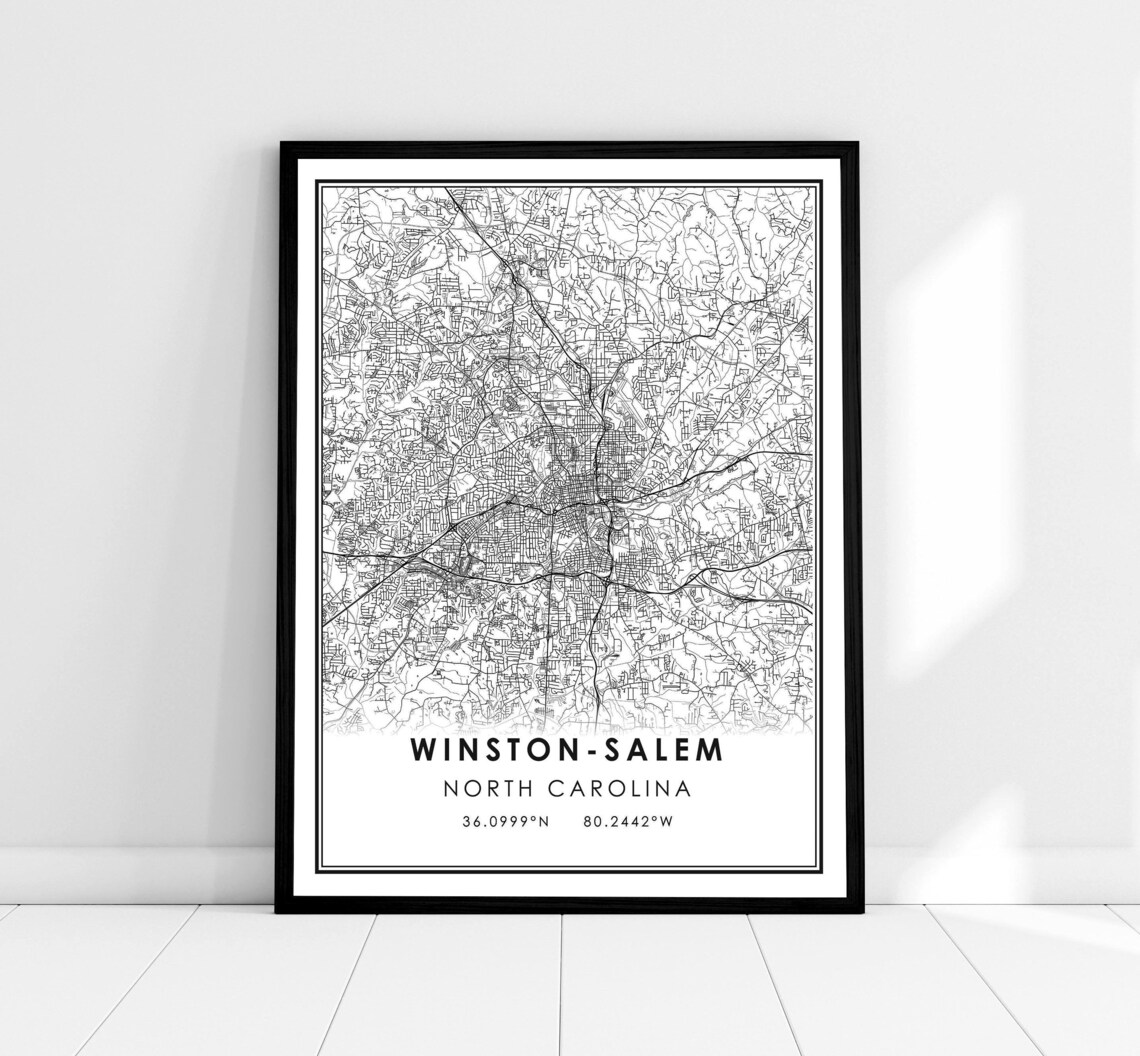 Winstonsalem Map Print Poster, North Carolina City