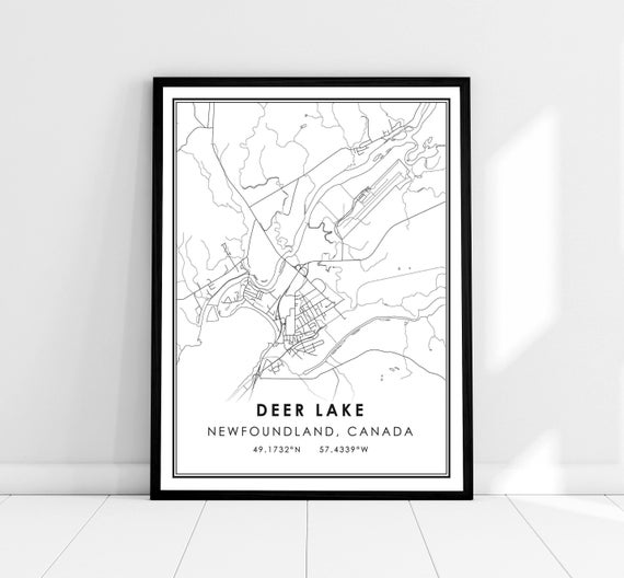 Deer Lake Map Print Poster Canvas Newfoundland City