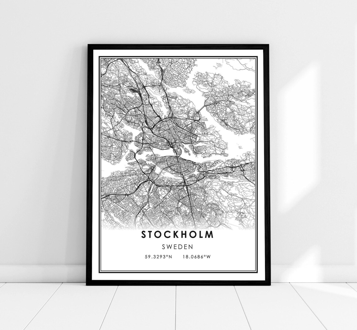 Stockholm Map Print, Sweden City Travel Poster