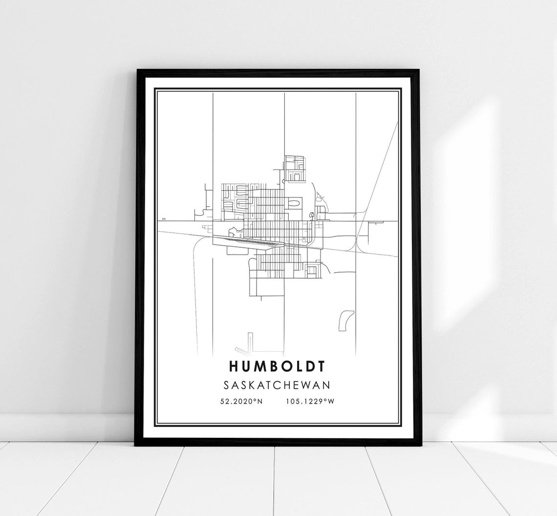 Humboldt Saskatchewan Minimalist City Street Map Line Art Poster