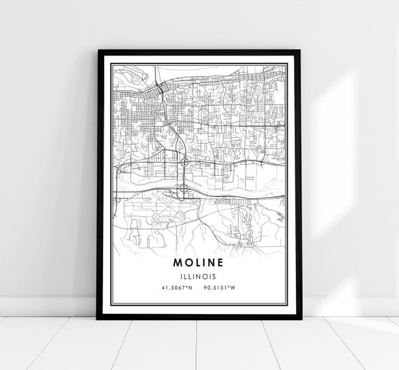 Moline Map Print, Illinois City Travel Poster