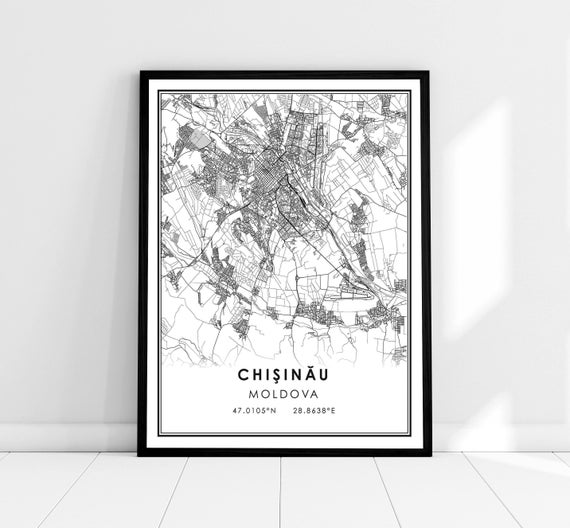 Chisinau Map Print Poster, Moldova City Map